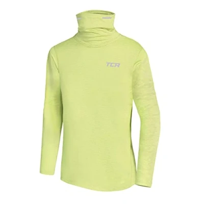 Image of TCA Boys&#039; Warm Up Long Sleeve Training Workout Funnel Neck Thermal Running Top with Thumbholes Lime Punch,10 12 Years