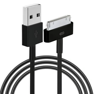 Image of pluX USB Sync and Charging Data Cable for iPhone 4/4s, 3G/3GS, iPad 1/2/3, iPod, 30 Pin Cables Charger Lead 2M Black