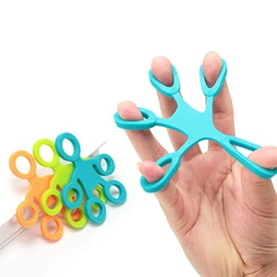 Image of 3 pcs Finger Hand Grip Levels Silicone Ring Gripper Strengthener Exerciser Trainer Resistance Band Fitness Expander Stretcher