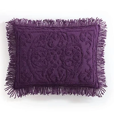 Image of Beatrice Home Fashions Medallion Chenille Bedspread, King Sham, Eggplant