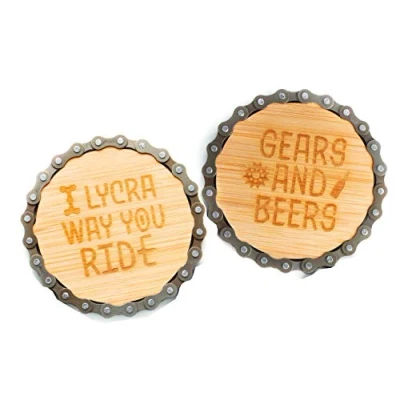 Image of Boxer Gifts Gears &amp; Ride Bike Chain Coaster Set Fun Cycling Themed Gift For Him Great Birthday Christmas Father’s Day