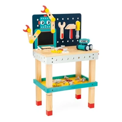 Image of Janod Brico&#039;Kids Large Robot Workbench Children’s DIY Game 51 Accessories + 3 Tools 1 Pretend Play Toy Develops Fine Motor Skills 36 Months +, J06457