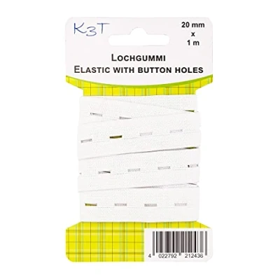 Image of K3T Perforated Rubber Band, White, 20mm x 1m