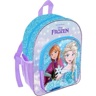Image of Disney Frozen Elsa Anna Girls School Backpack Nursery Rucksack Deluxe Bag With Front Pocket Mesh Side