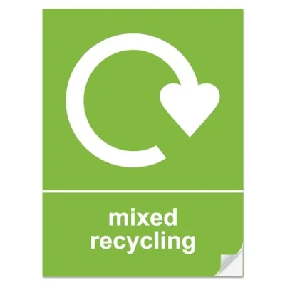 Image of SAFESIGN Mixed Recycling Sign Self Adhesive PVC Stickers 150mm x 100mm Safety Health Waterproof Vinyl Conforms to EN ISO 7010:2012
