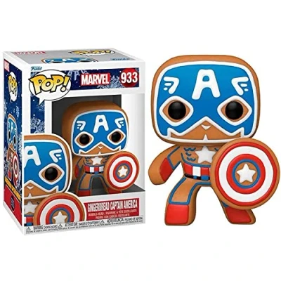 Image of Funko POP! Marvel: Holiday Captain America Marvel Comics Collectable Vinyl Figure Gift Idea Official Merchandise Toys for Kids &amp; Adults Comic Books Fans Model Collectors