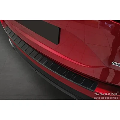 Image of Avisa Matt Black Stainless Steel Rear bumper protector compatible with Mazda CX5 II 2017 &#039;Ribs&#039;