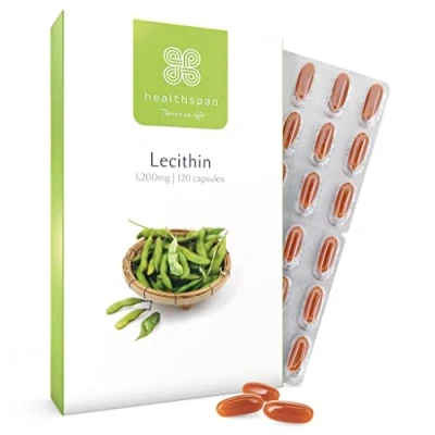 Image of Healthspan Lecithin 1,200mg (2 Months&#039; Supply) Beneficial Effect on Fat Digestion &amp; Liver Function Non GMO Natural Soy Bean Source High Strength Formulation