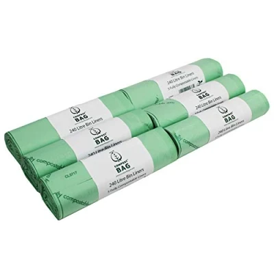 Image of 240 Litre x 30 Bags Compost Bag Compostable Wheelie Bin Liner Biodegradeable Sacks/Liners EN 13432 240L with Composting Guide