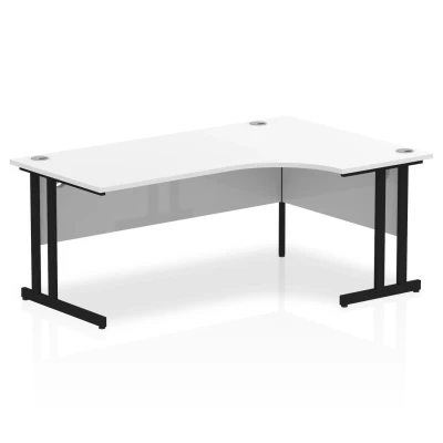 Image of Impulse 1800mm Right Crescent Desk White Top Black Cantilever Leg