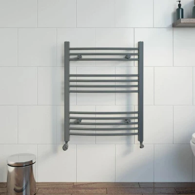 Image of DuraTherm Curved Heated Towel Radiator Anthracite 750 x 600mm