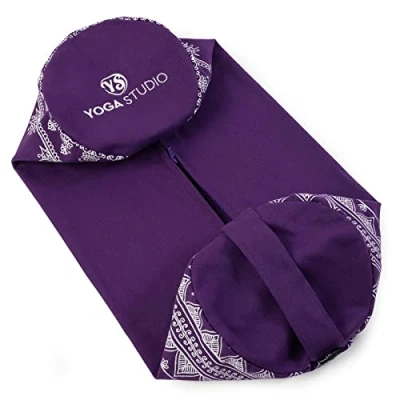 Image of Yoga Studio Spare Organic Cotton Bolster Covers With Handle And Zipper (Elephant Purple Grape)