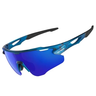 Image of Victgoal Cycling Glasses with Polarised Lenses UV400 Protection Anti Glare Running Sunglasses Men Women TR90 Frame Ultralight Outdoor Sports for (Navy)