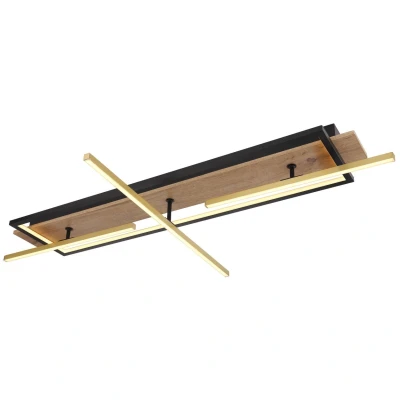 Image of Globo Beatrix LED ceiling light, length 100 cm, wood/black, wood