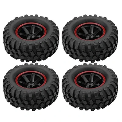 Image of RC Car Tires, 4 Pcs Wheel Tires 6 Holes Rubber Tyres With Hubs for 1/10 Scale Crawler Off road Truck Model Accessories