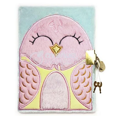 Image of Avenue Mandarine Ref CO210C Fur Secret Diary with Padlock Closure Bird Design 240 Ruled Pages, 125 x 170mm, Supplied 2 Keys, Suitable for Ages 6+
