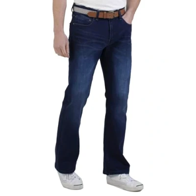 Image of Mish Mash Mens Denim Jeans Flex Active 1941 Bootcut Dark Blue (UK, Waist &amp; Inseam, 34, Blue)