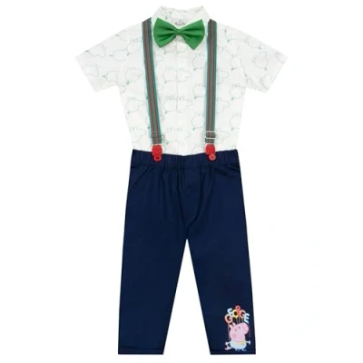 Image of Peppa Pig George Outfit Party Set Boys&#039; Outfits &amp; Clothing Sets Boys Co Ord With Braces And Bow Tie Blue 2 3 Years