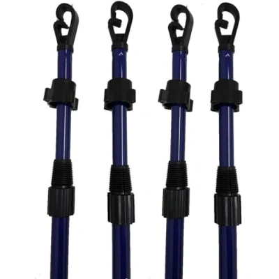 Image of Telescopic Washing Line Prop Pole Clothesline Heavy Duty Home Garden Dry Clothes Drying Airer Support Galvanised Laundry Extenedable to 2.4M (Pack of 4)