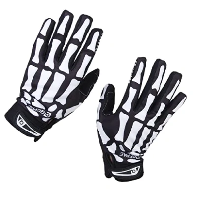 Image of Skeleton Pattern Full Finger Bicycle/Cycling/Bike Sporting Gloves Black + White XL