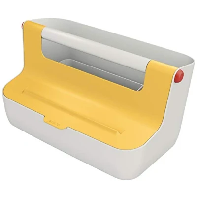 Image of Leitz Storage Carry Box, Cosy Range, Hot Desking Organiser Box for Home or Office, with Handle, Smart Compartments Organisation, Warm Yellow, 61250019