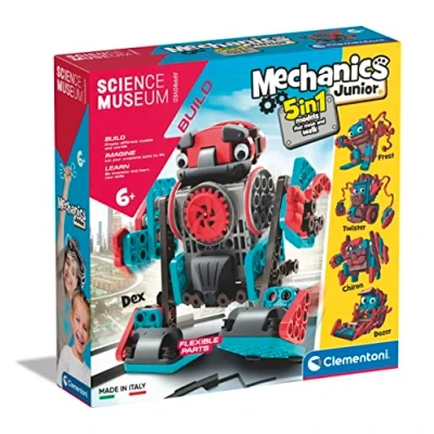 Image of Clementoni 61360 Mechanics Junior Moving Robots Building Set, Scientific, Gift for Kids Age 6, STEM Toys, English Version, Multicolour