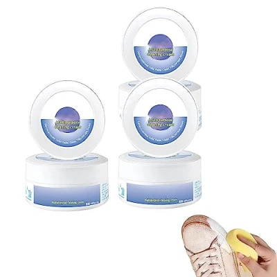 Image of All Purpose Cleaning Removal Decontaminate, Multi Functional And Stain Cream, Multipurpose White Shoe Cream with Sponge (3PCS)