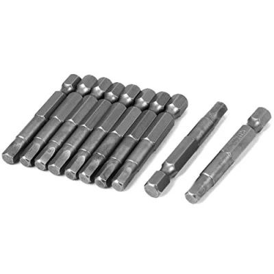 Image of Sourcingmap 1/4 Inch Hex Shank 50mm Long Magnetic 5mm Hexagon Head Screwdriver Bits 10pcs