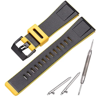 Image of MCXGL Resin Strap Suitable for Caiso GA 2000 PRG 600 650 PRW 6600 Mens Rubber Sports Waterproof 24mm Bracelet Watch Band Accessories (Black and yellow)
