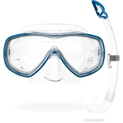 Image of Cressi Onda Mare Italian Made Snorkel Set Clear/Blue,