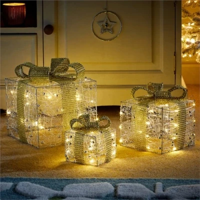 Image of Three Kings Silver Gilt Sparkly Faux Gift Boxes Set of 3