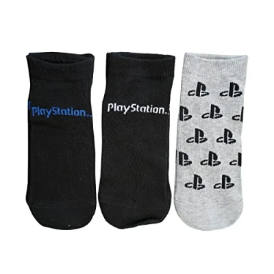 Image of PlayStation Official Sony Boys Girls Trainer Socks 3 PACK Size 12.5 3.5 6 9 Years