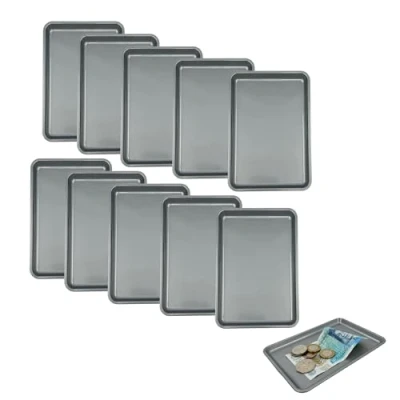 Image of Chabrias Ltd Pack of 10 Plastic Rectangle Tip Trays Professional Bill Presenter for Bars, Restaurants, and Hotels (Silver)