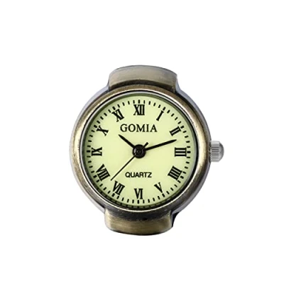 Image of JewelryWe Men Women Finger Watch Retro Roman Numeral Dial Adjustable Elastic Band Quartz Ring Watches
