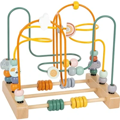 Image of Small Foot 11956 Safari Wooden Motor Skills Toy for Children with 3 Metal Bows from 12 Months Tiere, Multicolored