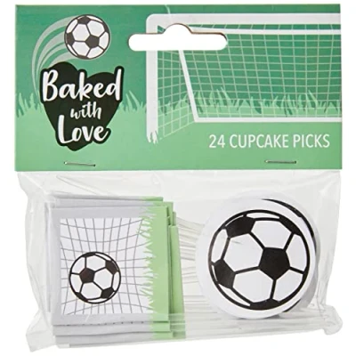 Image of Baked With Love Football Cupcake Picks, Cake Decorations, Toppers 24 Pack