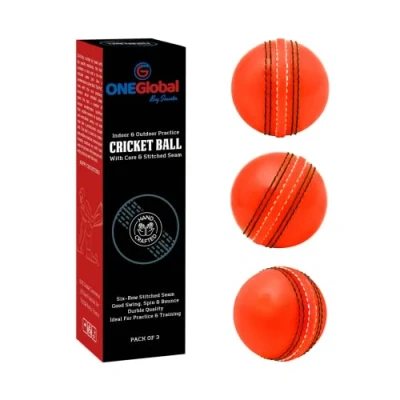 Image of ONEGlobal Incrediball Soft Practice Cricket Ball Outdoor &amp; Indoor Rubber With Core Stitched Seam For Honing Skills Family Fun (3 Orange)