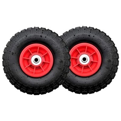 Image of KetoPlastics PAIR OF 10&quot; PNEUMATIC WHEELS 4.10/3.50 4 SACK TRUCK TROLLEY WHEELBARROW WHEEL WITH 20MM ROLLER BEARINGS