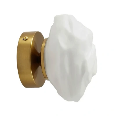Image of Lindby wall light Piatra, opal/brass, glass, Ø 16 cm, G9
