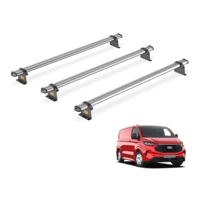 Image of Van Guard Roof Rack for Ford Transit Custom (2024+) 3 Steel Bars [Only Fits Short (L1) with Barn Doors] Ulti Bar Trade SB348 L1