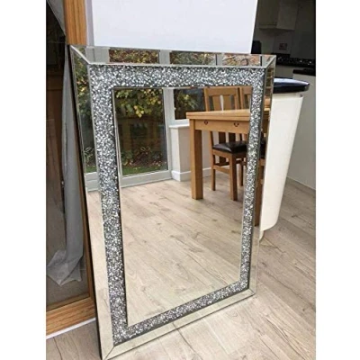 Image of Biznest Large Jewel Wall Mirror Loose Diamante New Crystal Square Decor Gift 90Cm X 65Cm