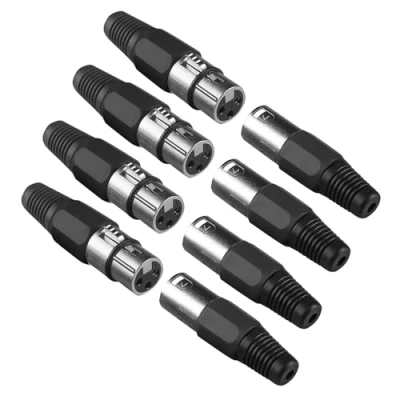 Image of (Pack of 4) 3 Pin XLR Male and Female Cannon Head for DMX Signal Wire or Wired Microphone Cable Connection
