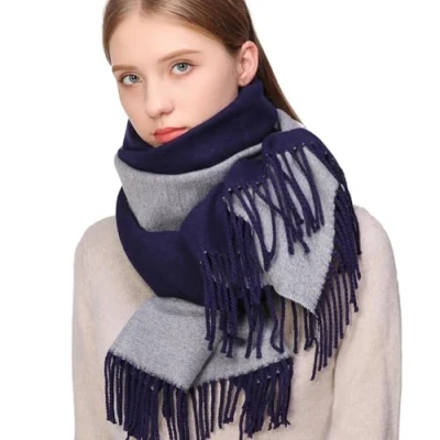 Image of RIIQIICHY Ladies Scarf Gifts for Women Winter Scarves Wraps Pashmina Shawl Warm Large Cashmere Navy Grey