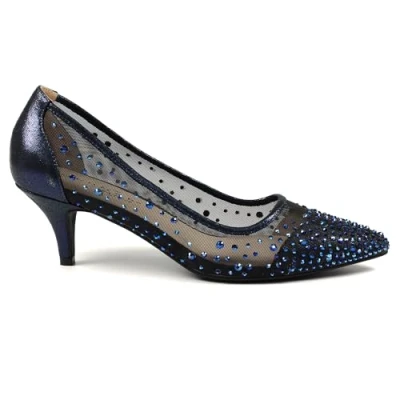 Image of Lunar Alisha Gemstone Kitten Heel 4 UK Navy