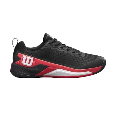 Image of Wilson Men&#039;s Rush PRO 4.5 Tennis Shoe, Black/Infrared/White, 6.5 UK