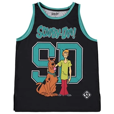 Image of Scooby Doo Mens Throwback Shirt, Shaggy, Velma Tee Classic T Black, XL