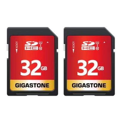 Image of Gigastone 32GB 2 Pack SD Card UHS I U1 Class 10 SDHC Memory High Speed Full HD Video Canon Nikon Sony Pentax Kodak Olympus Panasonic Digital Camera, with Mini Cases