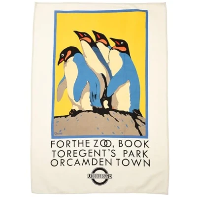 Image of Cotton Tea Towel TfL Vintage Poster &quot;for The Zoo...&quot;