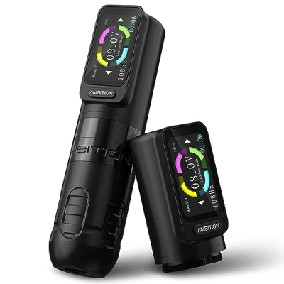 Image of Ambition Zetton Wireless Tattoo Machine with Extra 2400mAh Touch Buttons LED Digital Display Rotary Cartridge Battery Pen Brushless Motor Straight Drive Bar for Artist