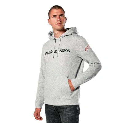 Image of Alpinestars Men&#039;s Linear Wordmark Hoodie V3 Sweatshirt, Heather Grey/Red/Black, L